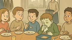 Witz: Alle Kinder haben gegessen, nur Jochen...